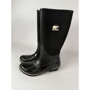 Sorel Womens Black Waterproof Rubber Tall Rain Boots NL1620-010 Size 6